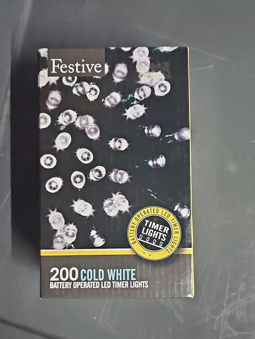 Festive 200 Cold White LED String Lights